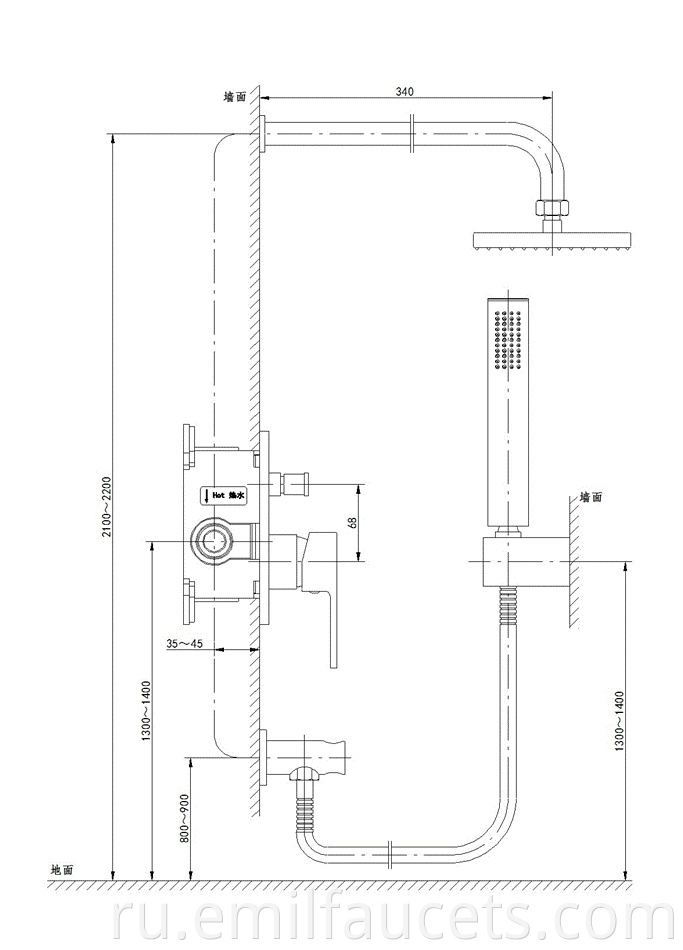 wall mounted shower